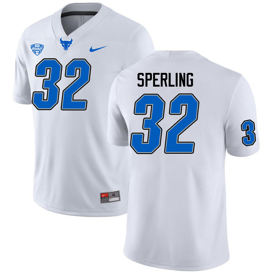 Buffalo Bulls #32 Lamar Sperling College Football Jerseys Stitched Sale-White